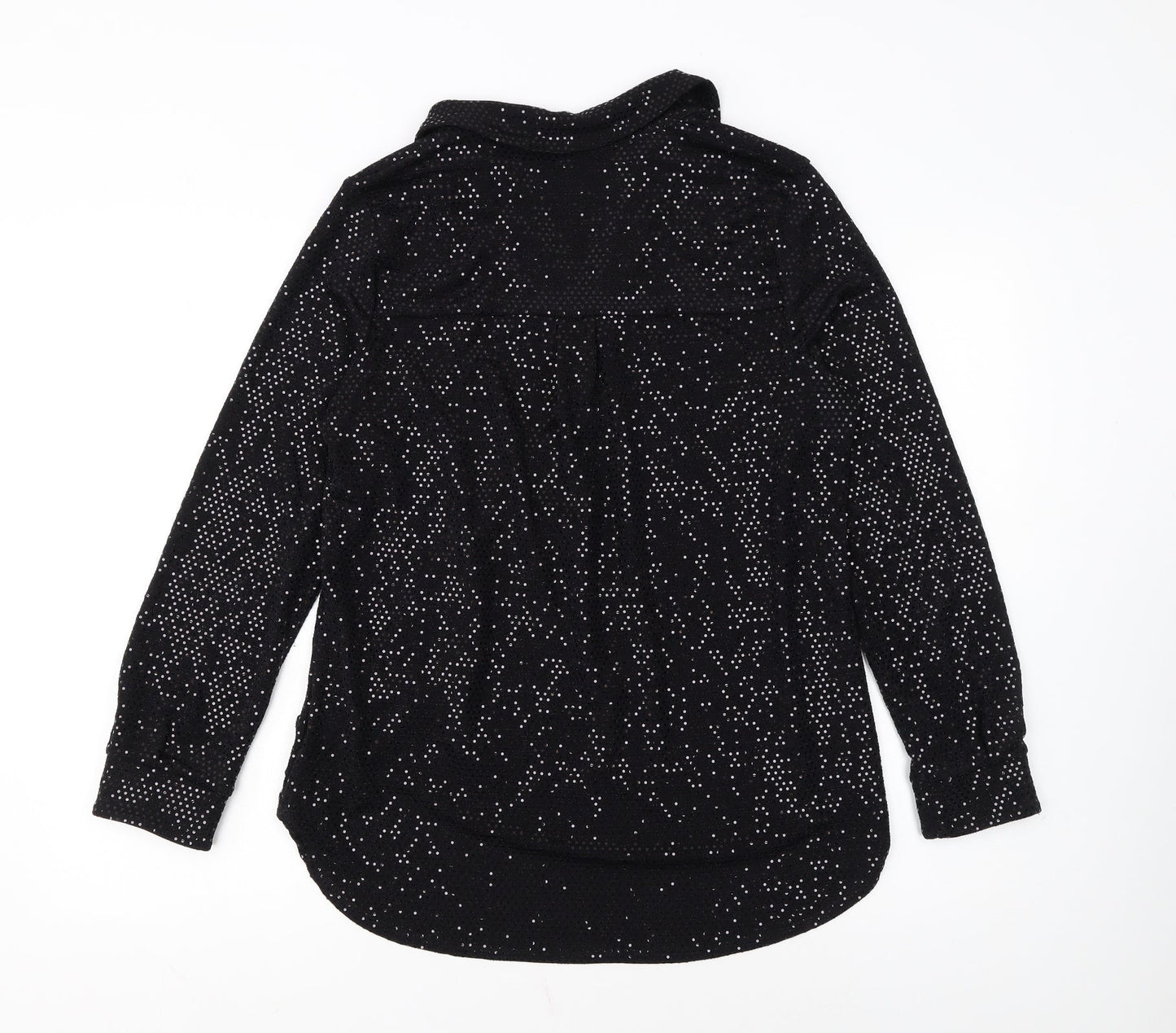Roman Women Black Sequin Long Sleeve Tunic Blouse Size 12