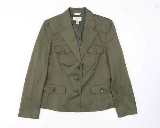 Talbots Petites Green Stretch Blazer Jacket Women's Size 8