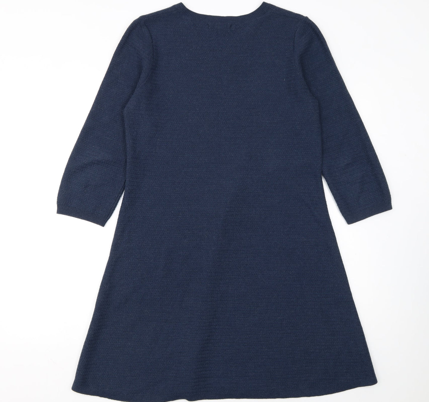 Fat Face Women's Blue A-Line Knit Dress Size 14 3/4 Sleeve