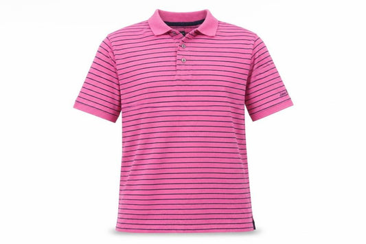 James Pringle Men's Pink Striped Cotton Polo Shirt Size M
