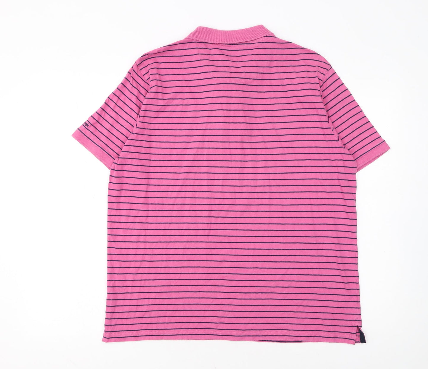 James Pringle Men's Pink Striped Cotton Polo Shirt Size M