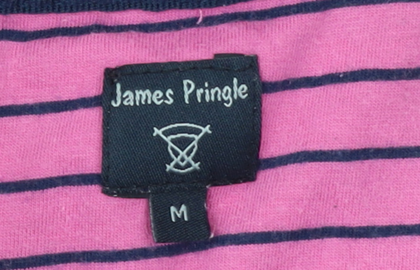 James Pringle Men's Pink Striped Cotton Polo Shirt Size M