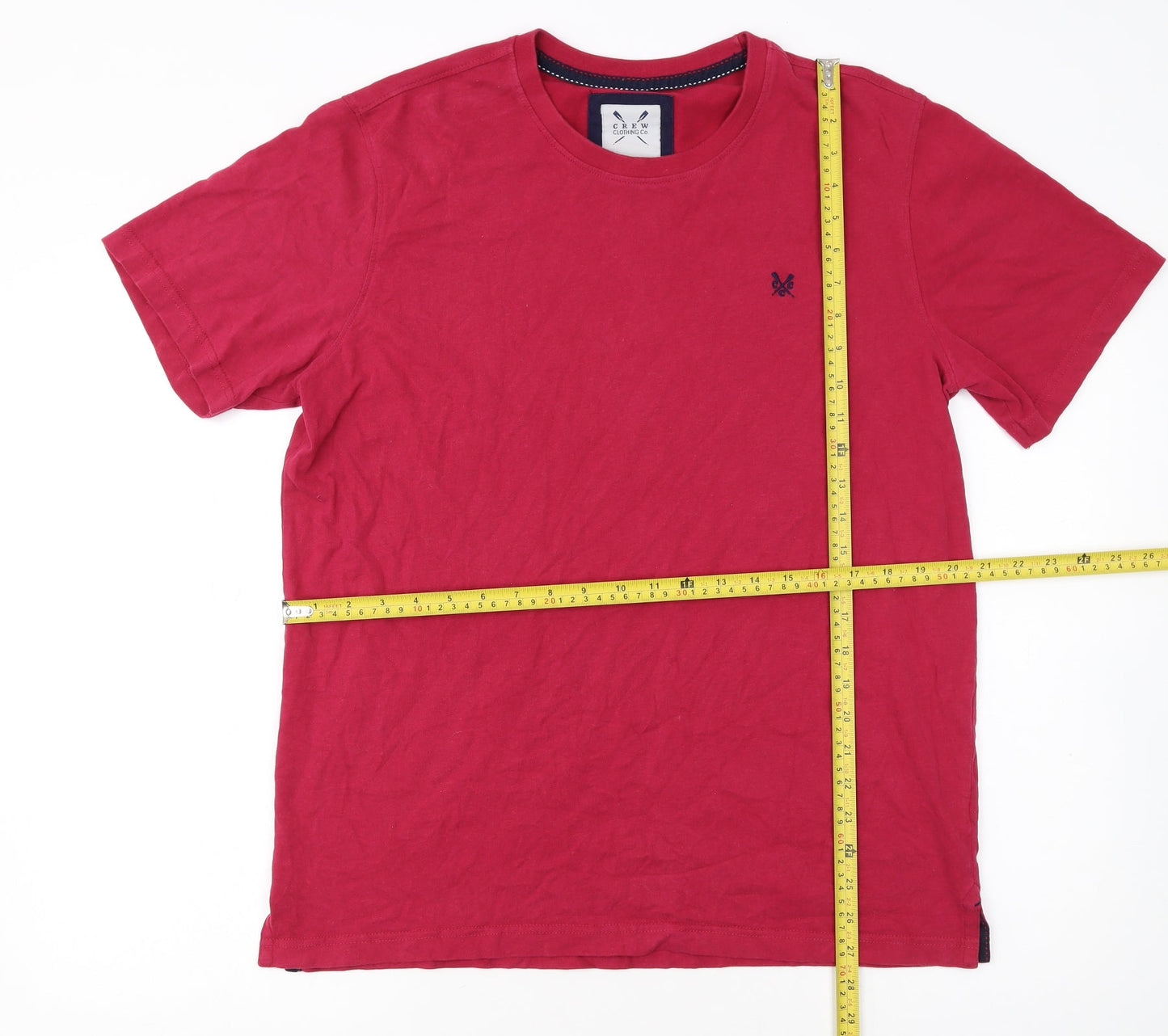Crew Clothing Co. Men's Red Cotton Crew Neck Short Sleeve T-Shirt L