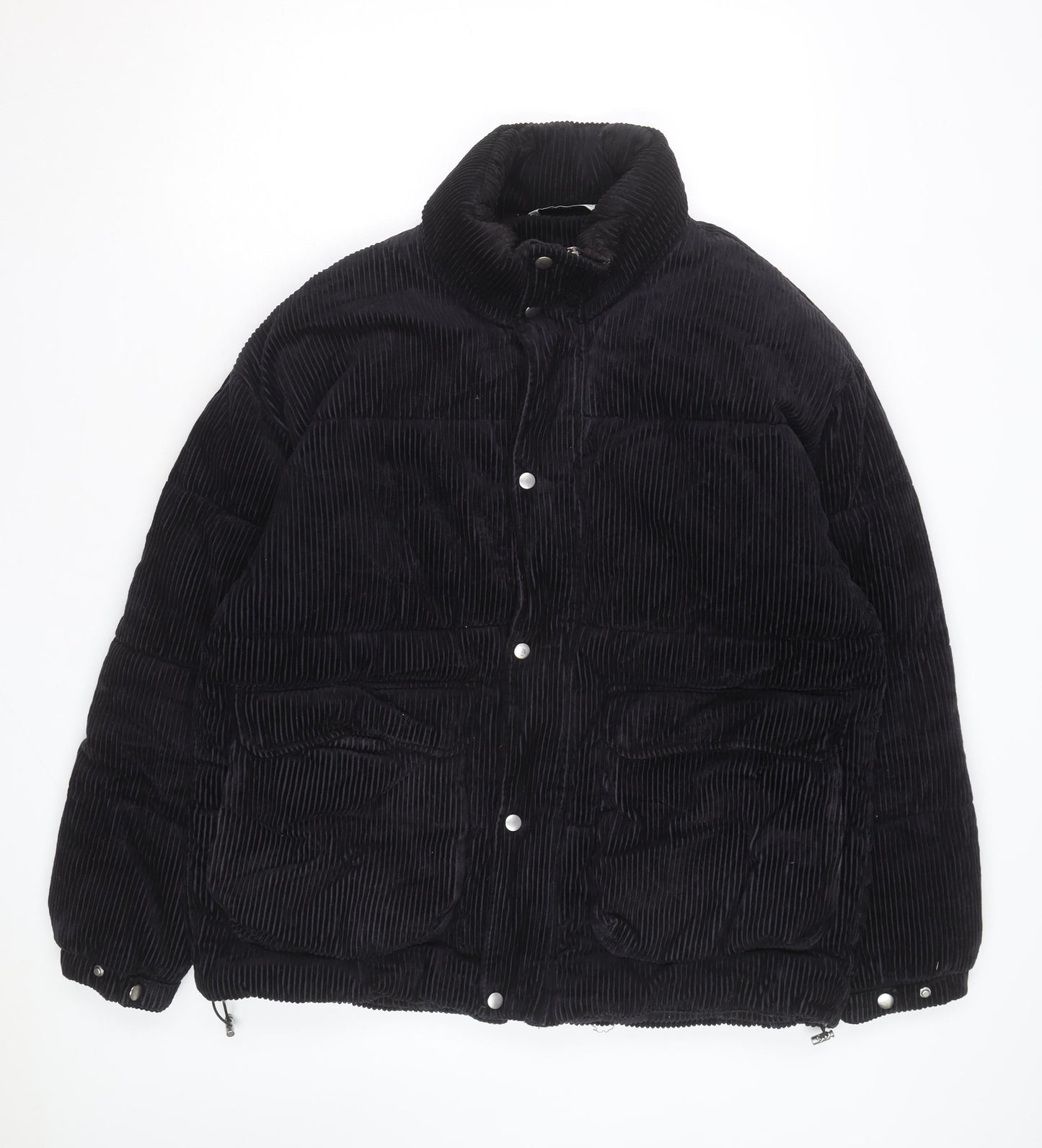 Zara Women Black Corduroy Puffer Jacket Size M