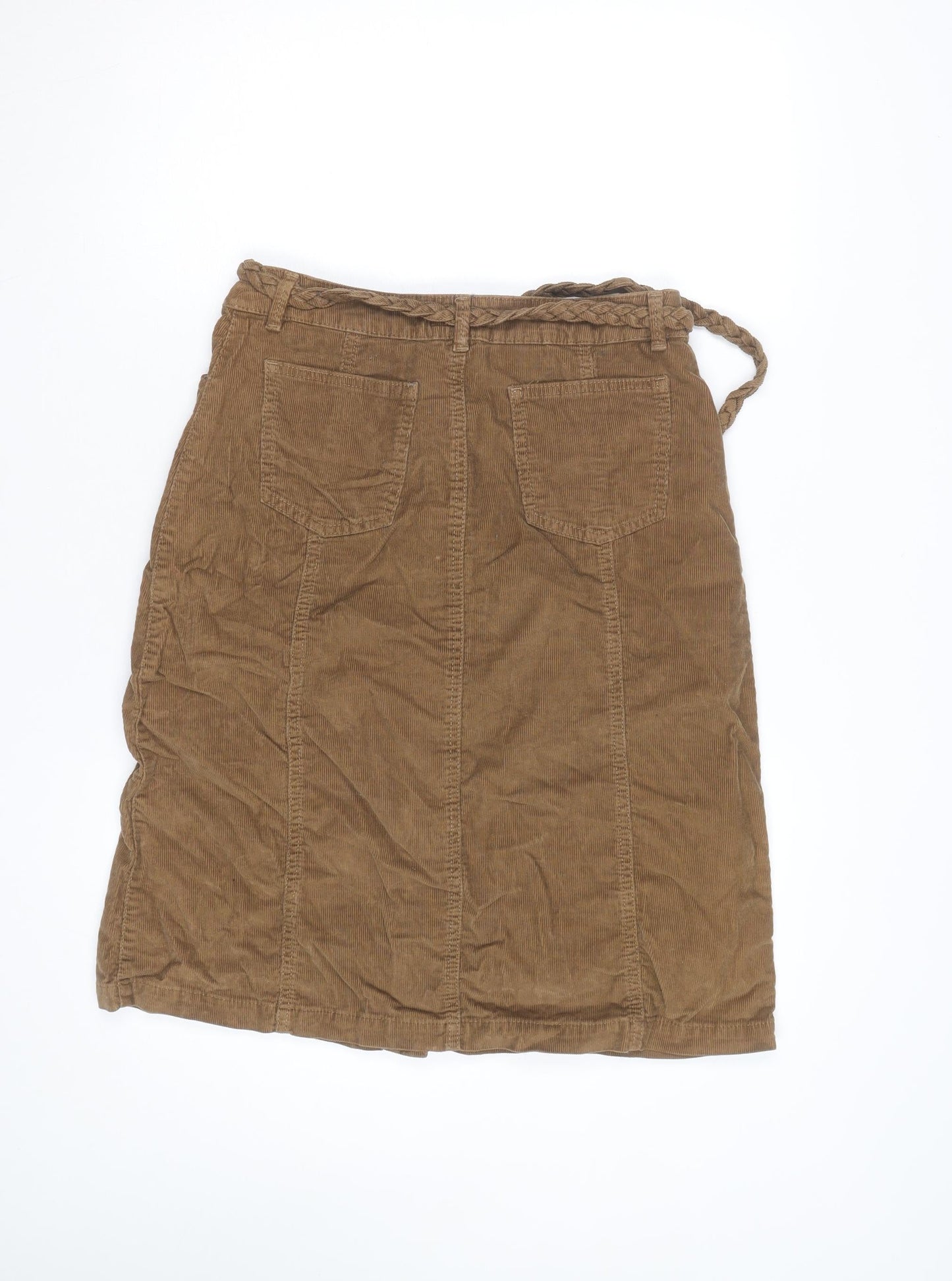 Monsoon Women Brown Corduroy A-Line Button Skirt Size 12