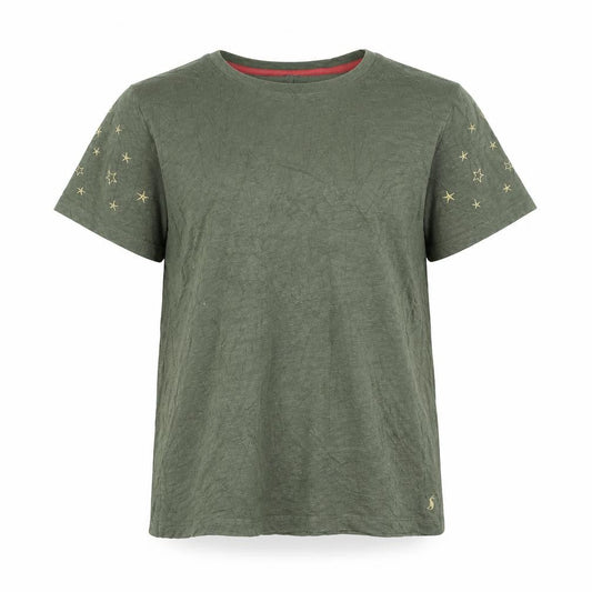 Joules Unisex Adults Green Cotton Star Embroidered Short Sleeve T-Shirt L