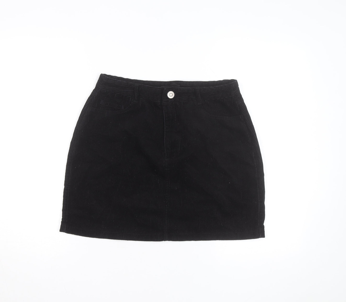 New Look Women's Black Corduroy Short Straight Skirt Size 12