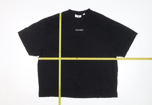 Collusion Men's Black Graphic Fire Print Relaxed Fit T-Shirt Size L