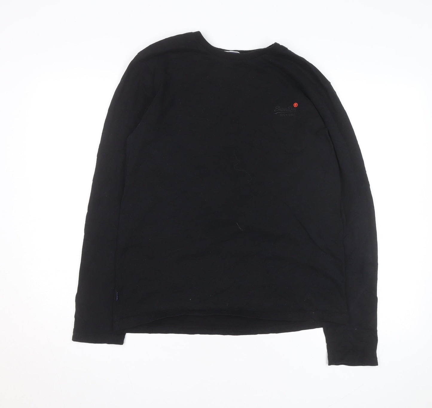 Superdry Men's Black Long Sleeve Cotton Crew Neck Top XL