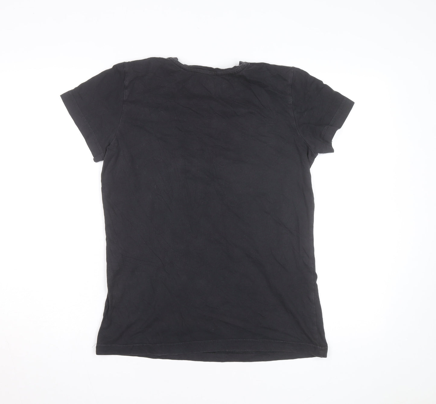 Reebok Womens Black Slim Fit V-Neck Active T-Shirt Size L