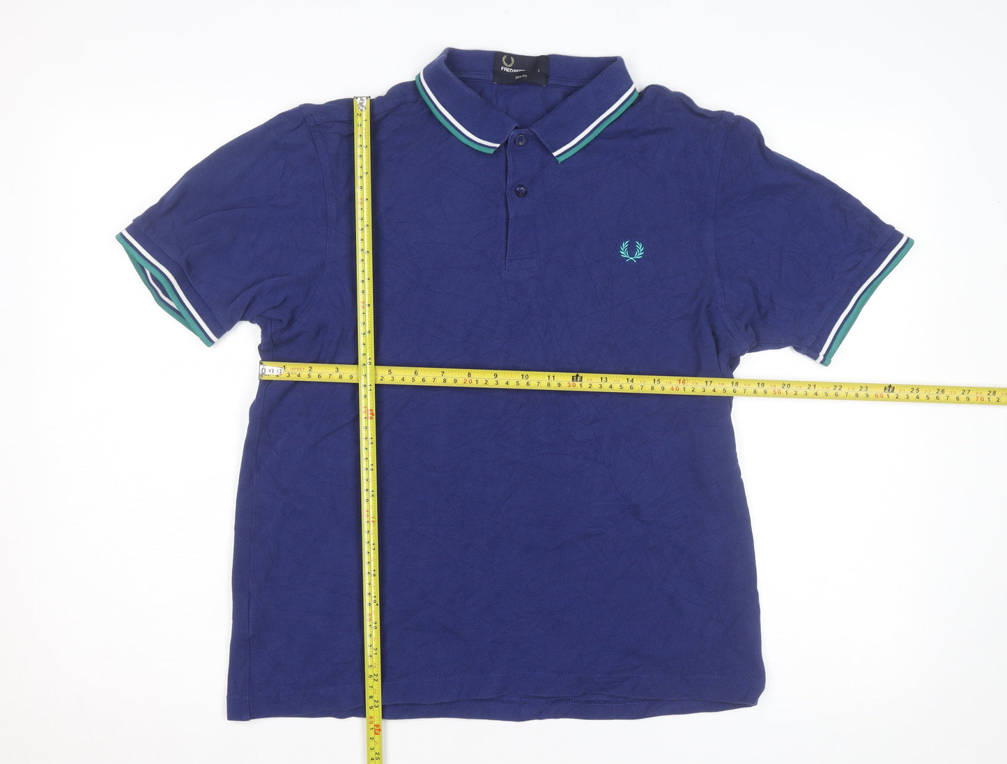 Fred Perry Men's Blue Slim Fit Polo Shirt Size L