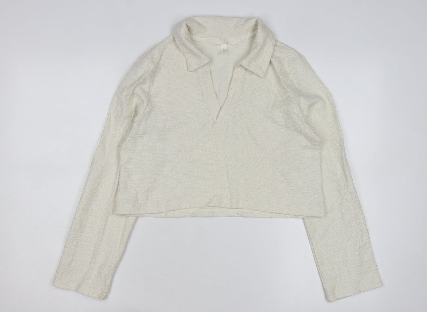 H&M MAMA Womens Ivory Collared Knit Pullover Jumper Size 12