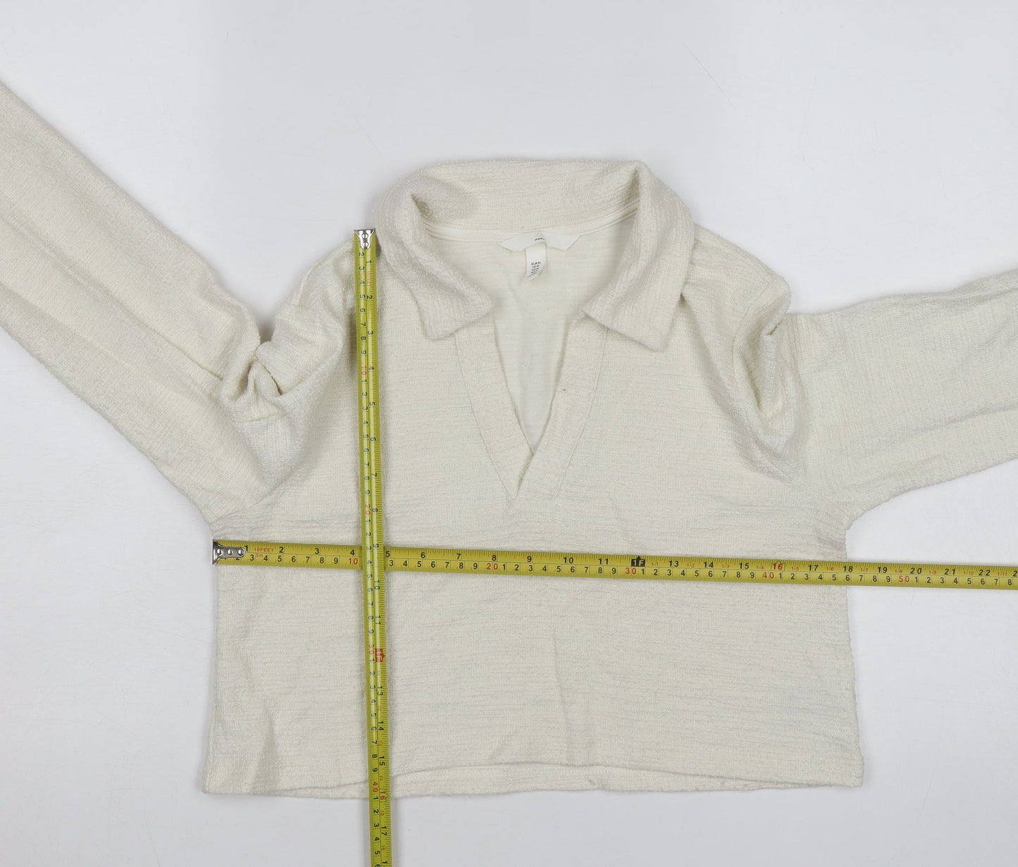 H&M MAMA Womens Ivory Collared Knit Pullover Jumper Size 12