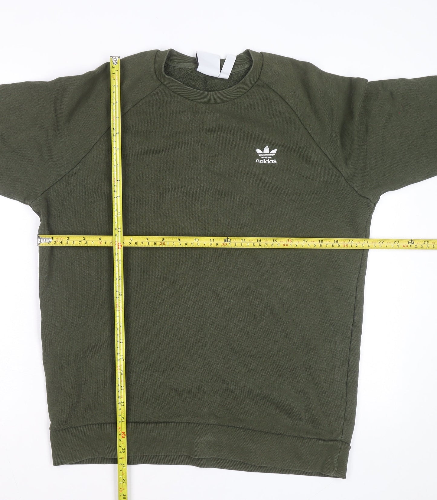 Adidas Men Green Crew Neck Pullover Sweatshirt M Regular Fit