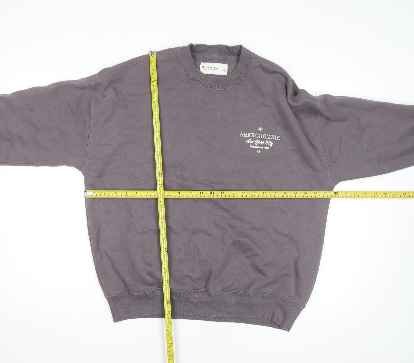 Abercrombie & Fitch Mens Grey Pullover Sweatshirt Size S Logo Fleece