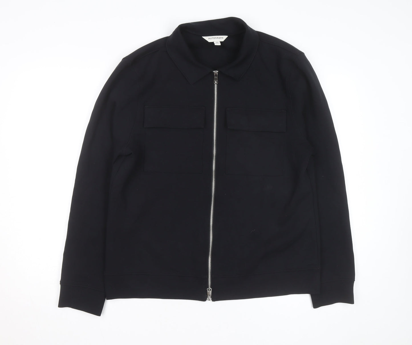 Marks and Spencer Autograph Men's Black Cotton Blend Zip Jacket M