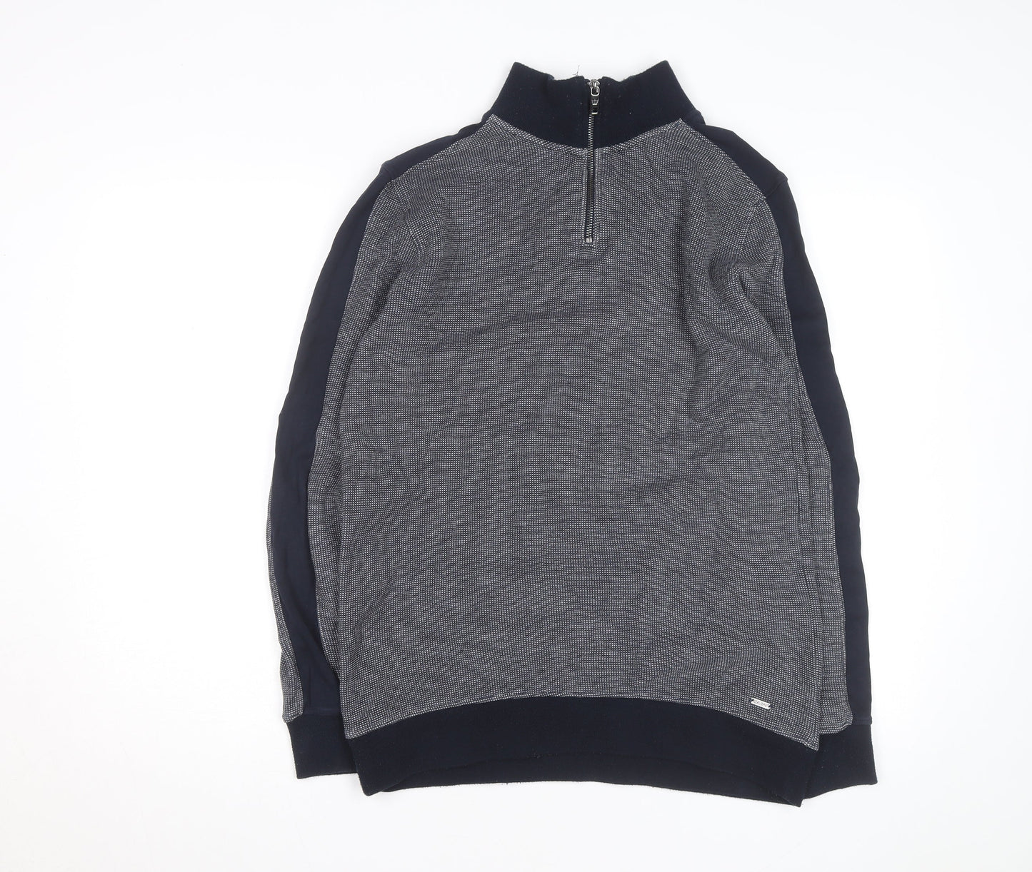 Next Men’s Grey High Neck 1/2 Zip Cotton Jumper Size L