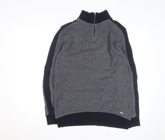 Next Men’s Grey High Neck 1/2 Zip Cotton Jumper Size L