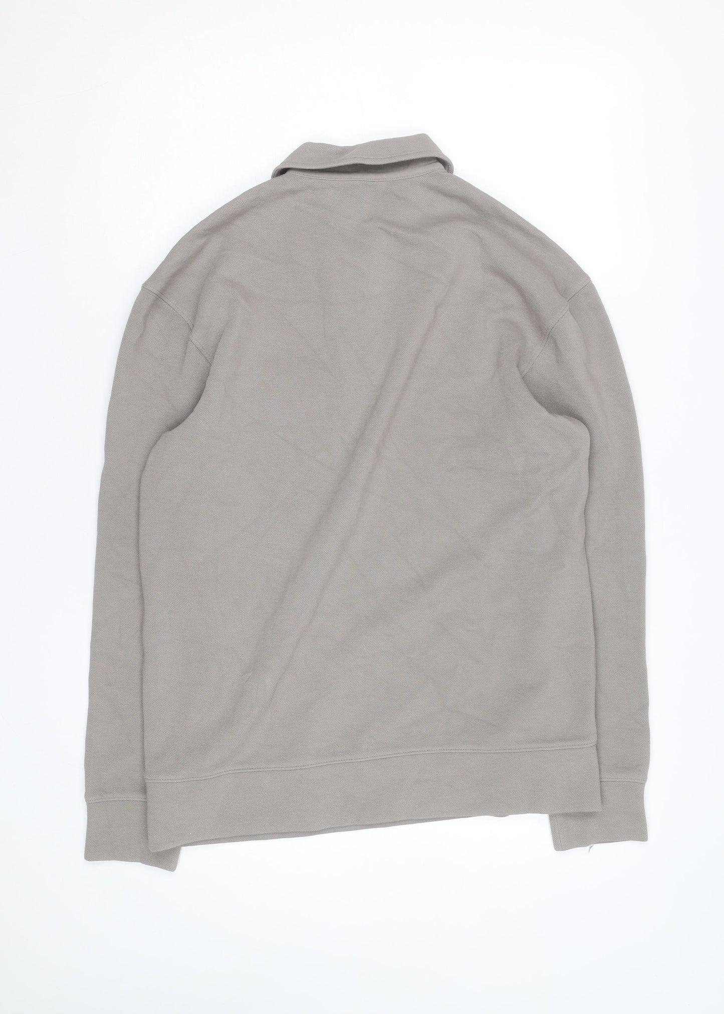 Marks and Spencer Men's Grey Collared Half Zip Cotton Jumper M