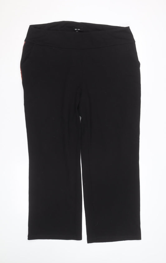 Saint + Sofia Women's Black Animal Stripe Jogger Trousers L