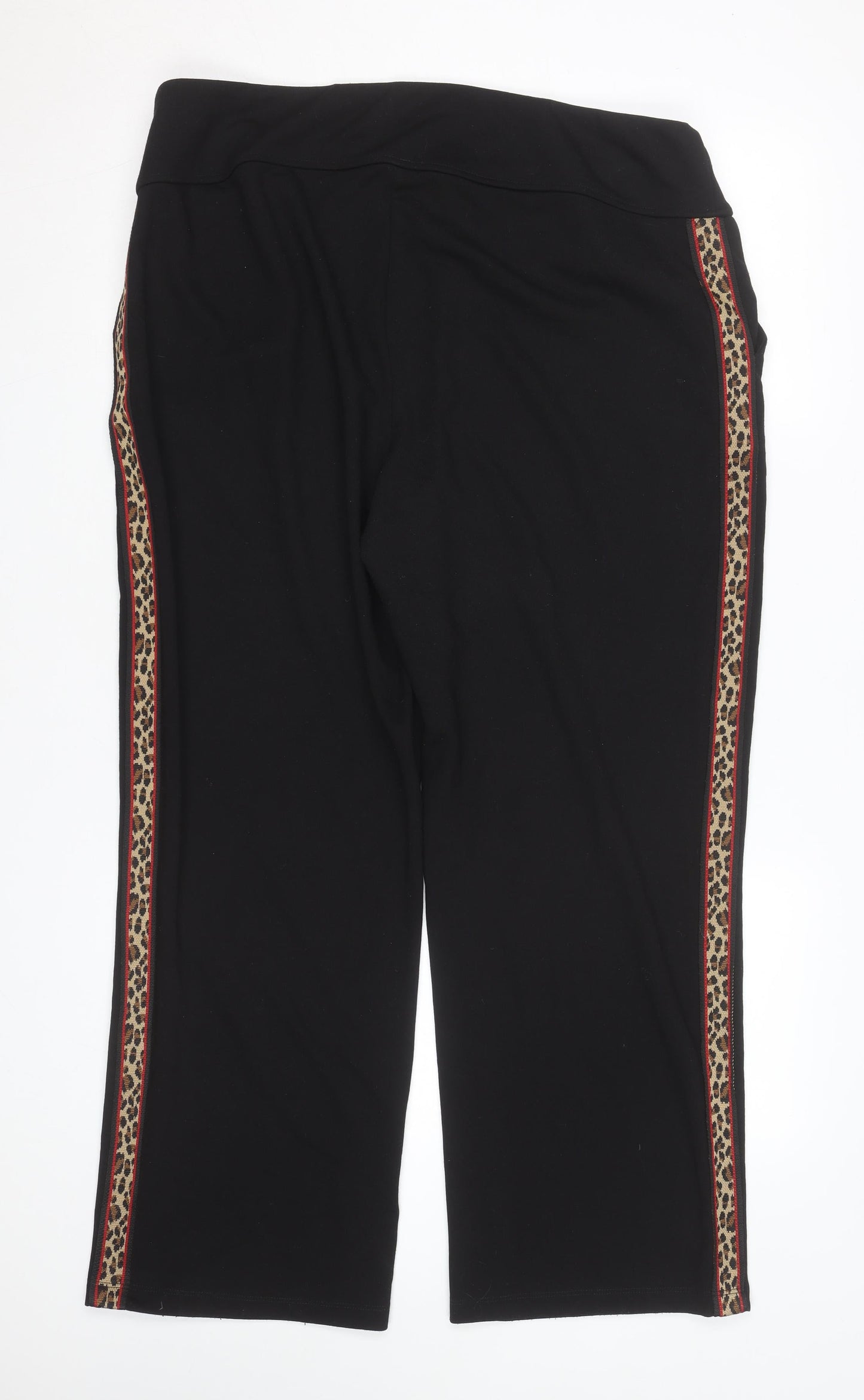 Saint + Sofia Women's Black Animal Stripe Jogger Trousers L