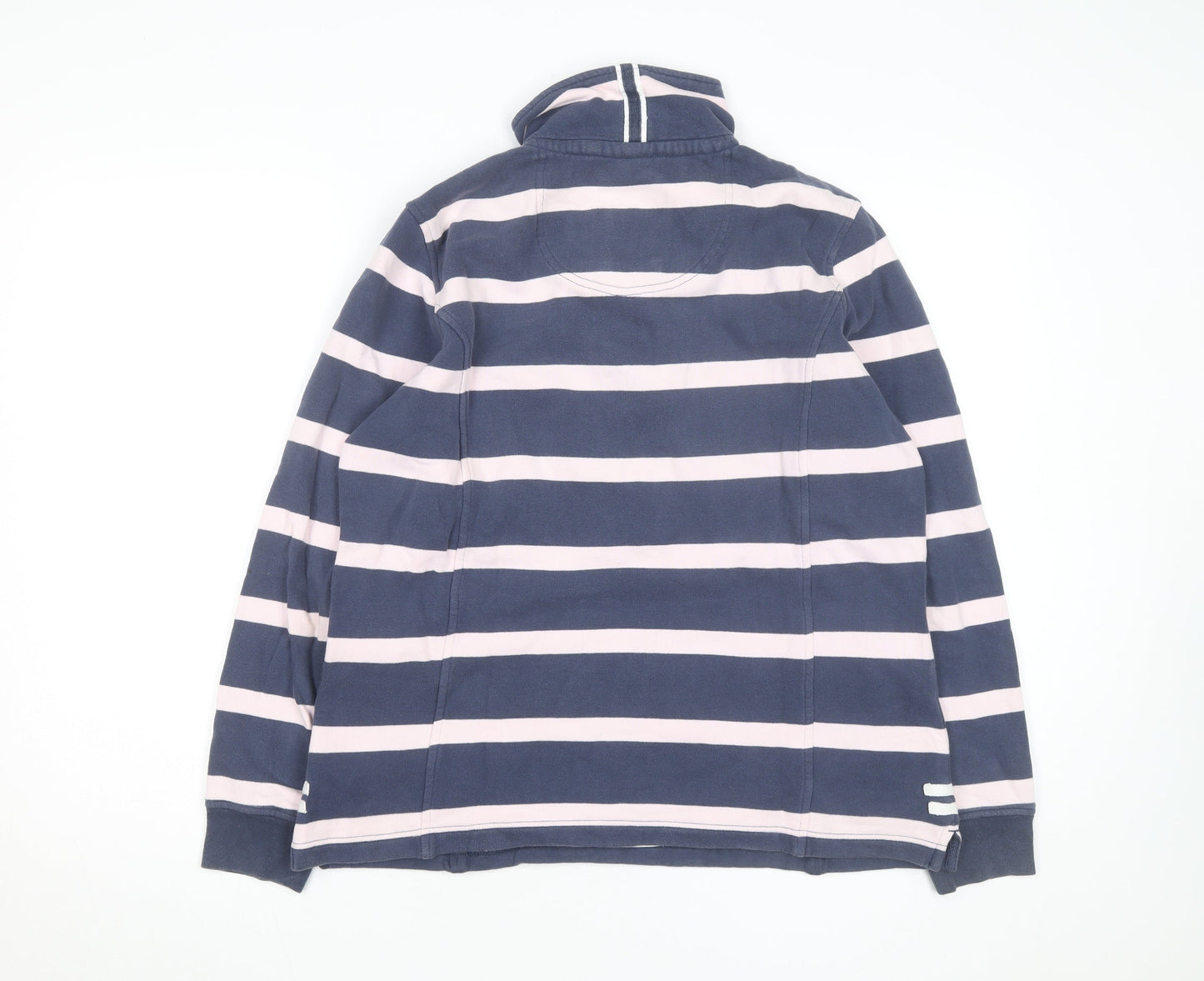 Crew Clothing Women Blue Pink 1/4 Zip Striped Sweatshirt Size 12