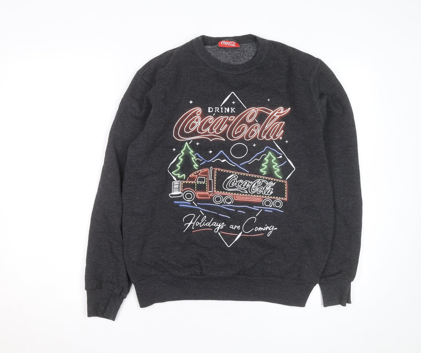 Coca-Cola Men’s Grey Christmas Graphic Pullover Sweatshirt S
