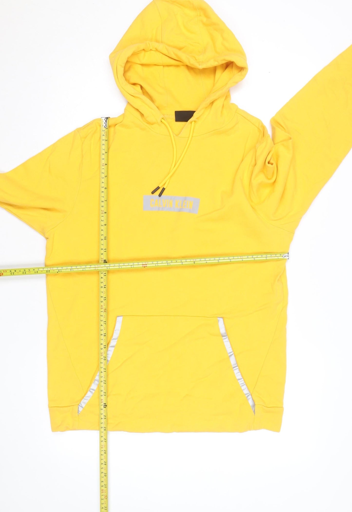 Calvin Klein Men’s Yellow Pullover Hoodie Size L Regular Fit