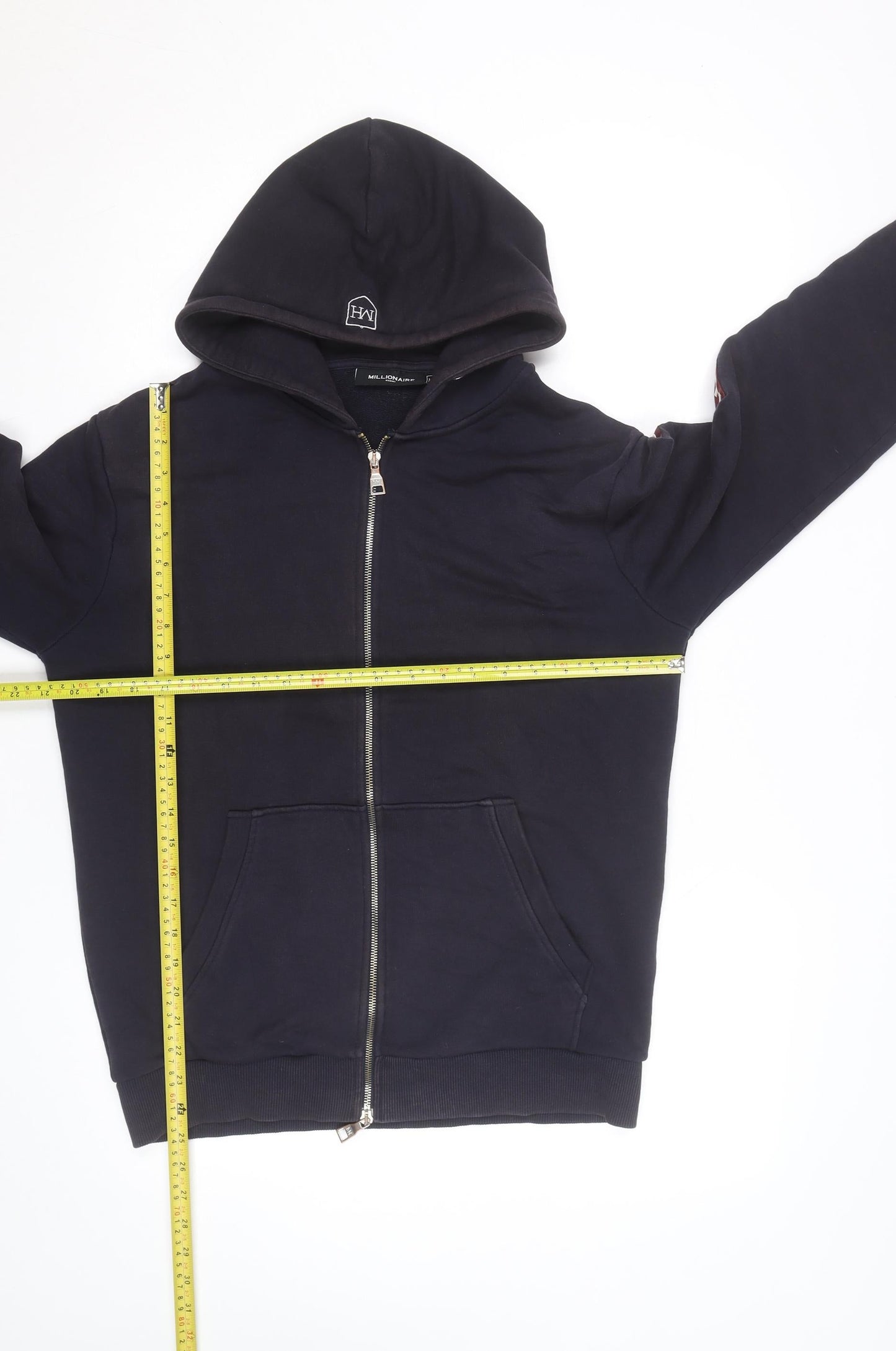 Millionaire Homme Men's Black Full Zip Hoodie M Logo Trim