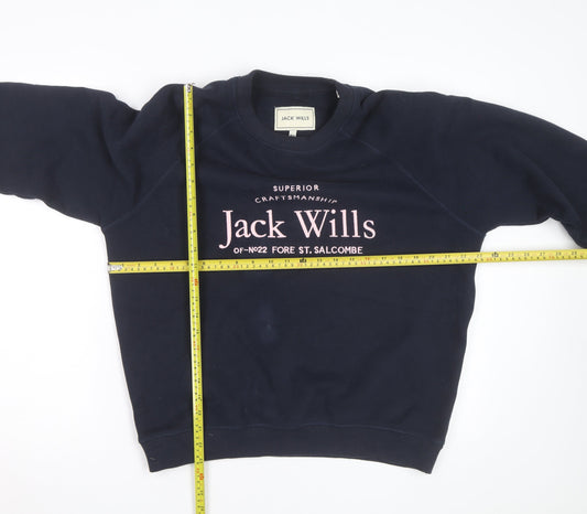 Jack Wills Unisex Adults Blue L Pullover Sweatshirt with Logo Print