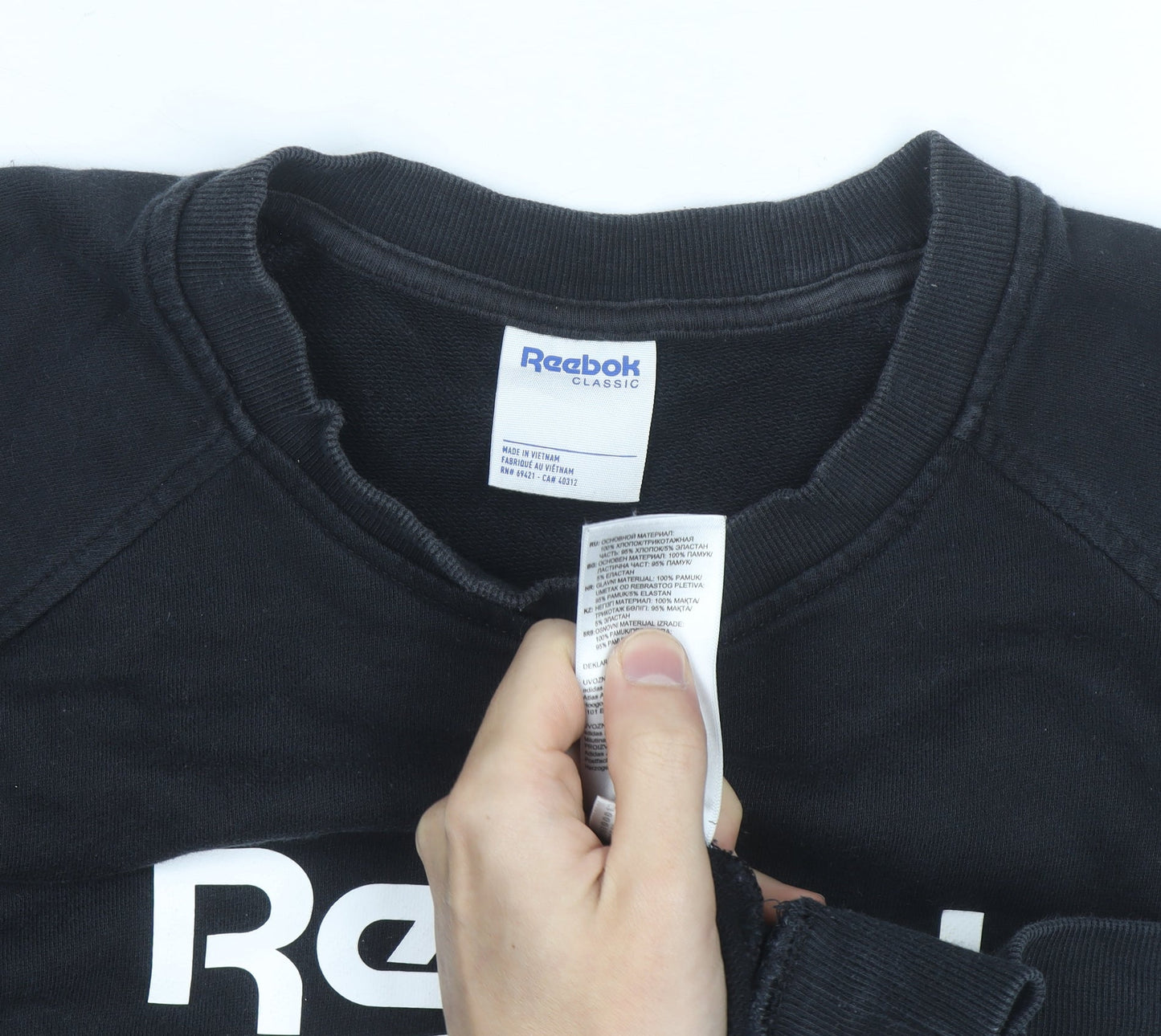 Reebok Unisex Black Medium Pullover Crew Neck Logo Sweatshirt