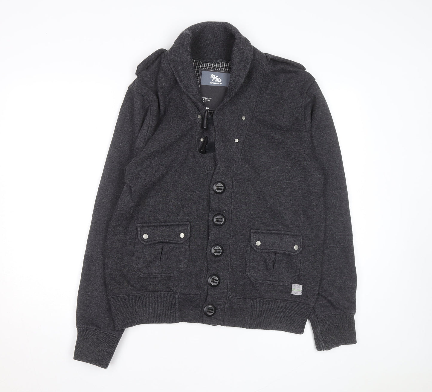 RWD Men’s Grey Button Cardigan Jumper Size XXL Cotton Blend