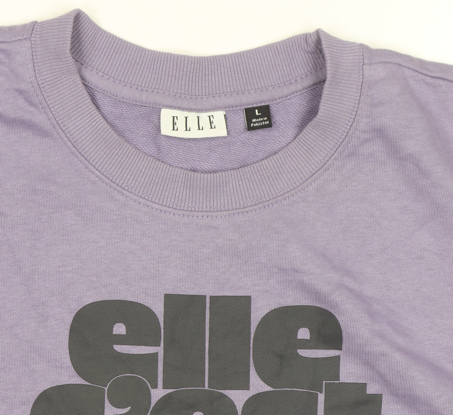 ELLE Unisex Adults Purple Graphic Print Crew Neck Sweatshirt L
