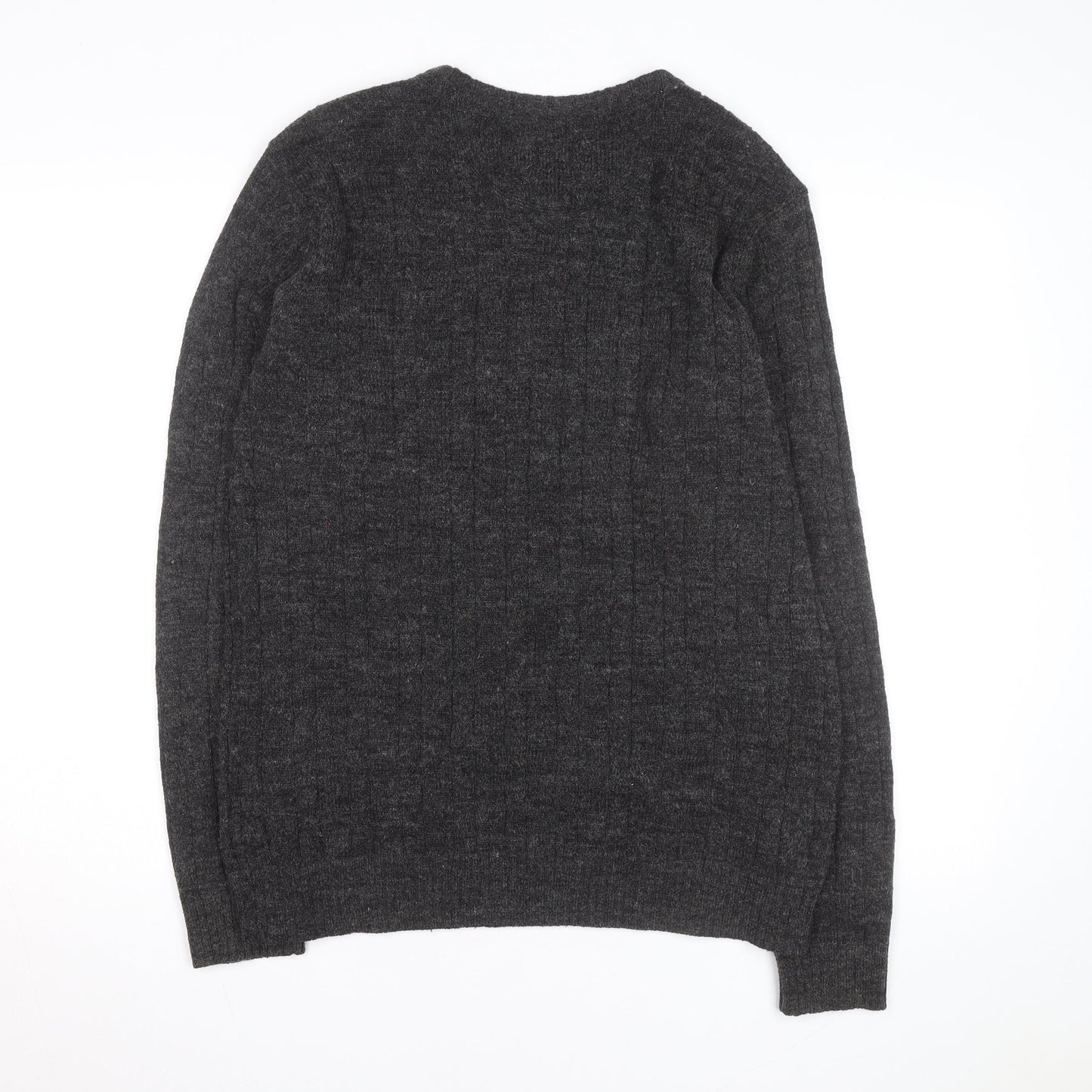 Suit Men Grey Wool Alpaca Crew Neck Knit Jumper Size M