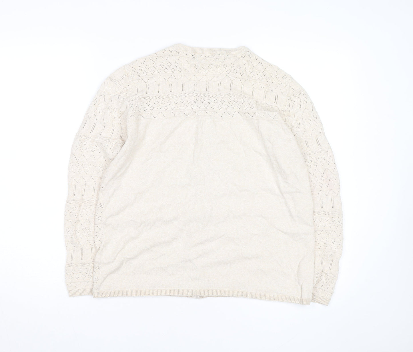 ISLE Essentials Women's Beige Knit Cardigan M Lightweight Cotton