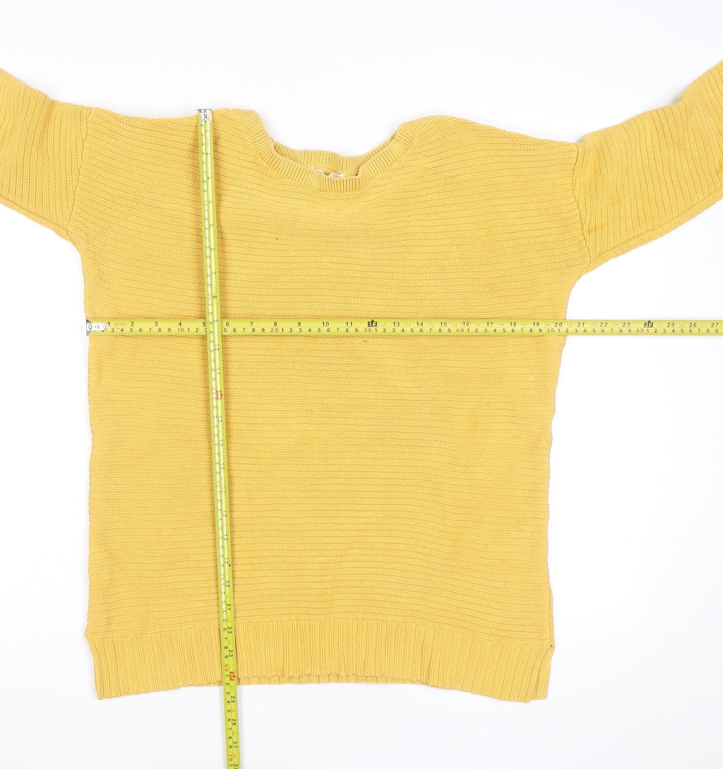 WoolOvers Men's Yellow Cotton Crew Neck Knit Jumper Medium