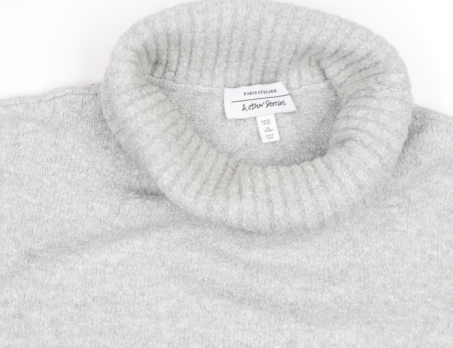& Other Stories Unisex Grey Roll Neck Wool Alpaca Jumper XS