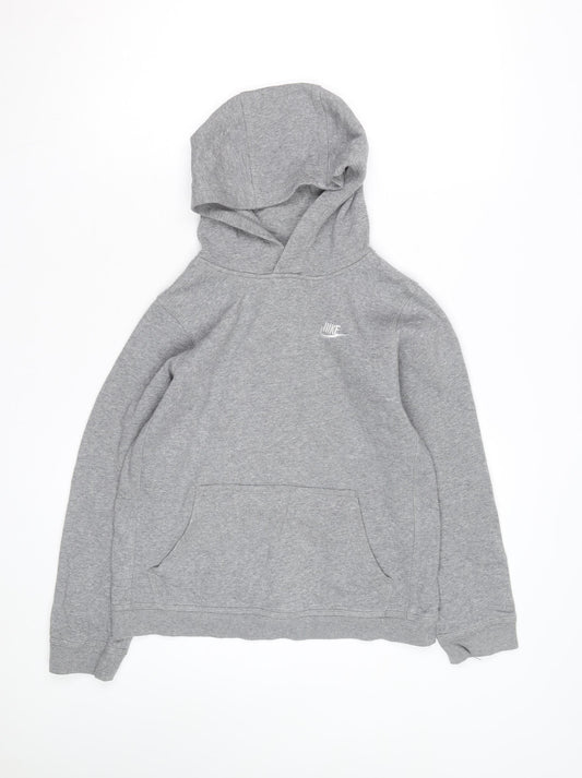 Nike Boys Grey Pullover Hoodie Sz 12-13 Years Cotton Blend Logo