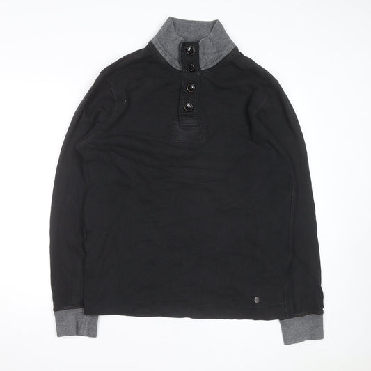 Hugo Boss Men's Black 2XL Stand Collar Long Sleeve Casual Top