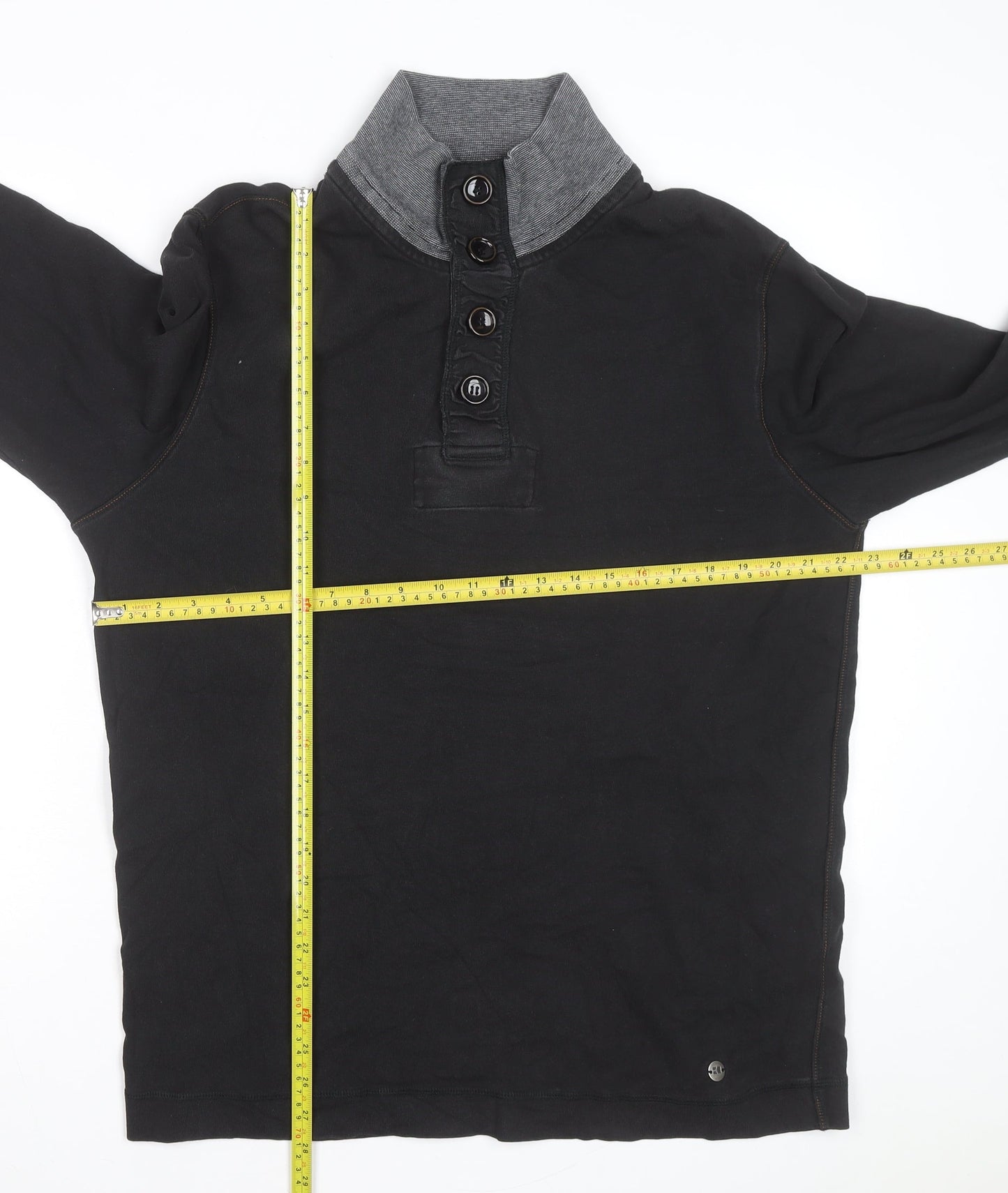 Hugo Boss Men's Black 2XL Stand Collar Long Sleeve Casual Top