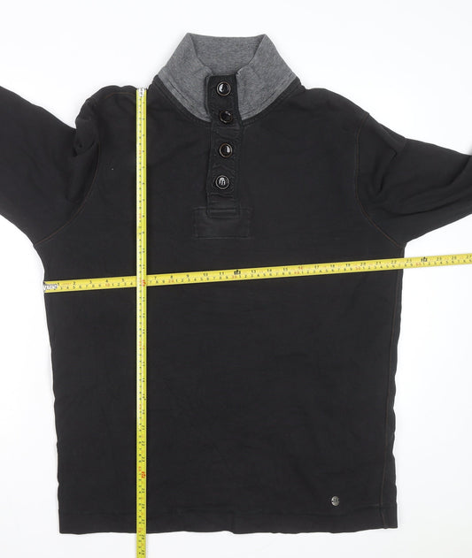 Hugo Boss Men's Black 2XL Stand Collar Long Sleeve Casual Top