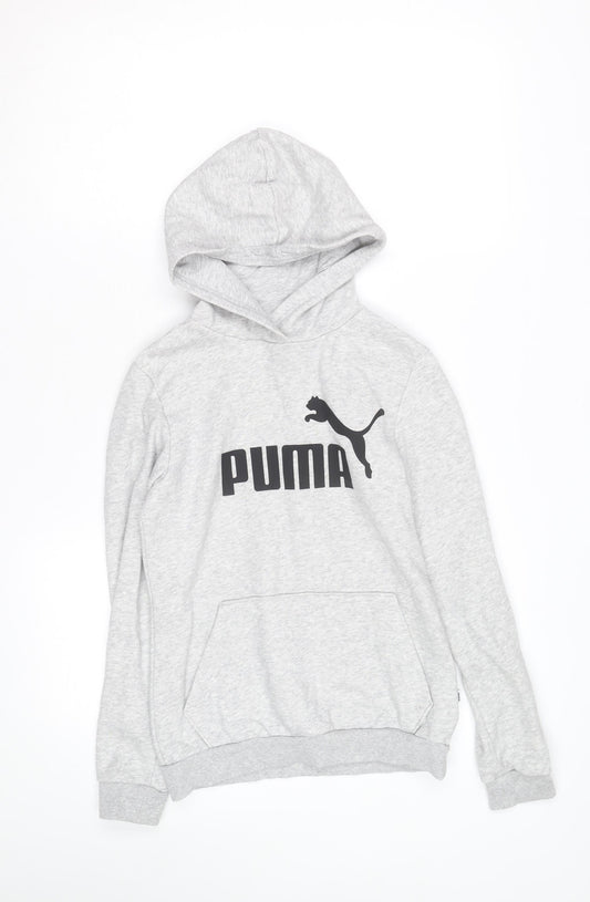 Puma Boys Grey Hoodie Size 146 Pullover Hooded Sweatshirt