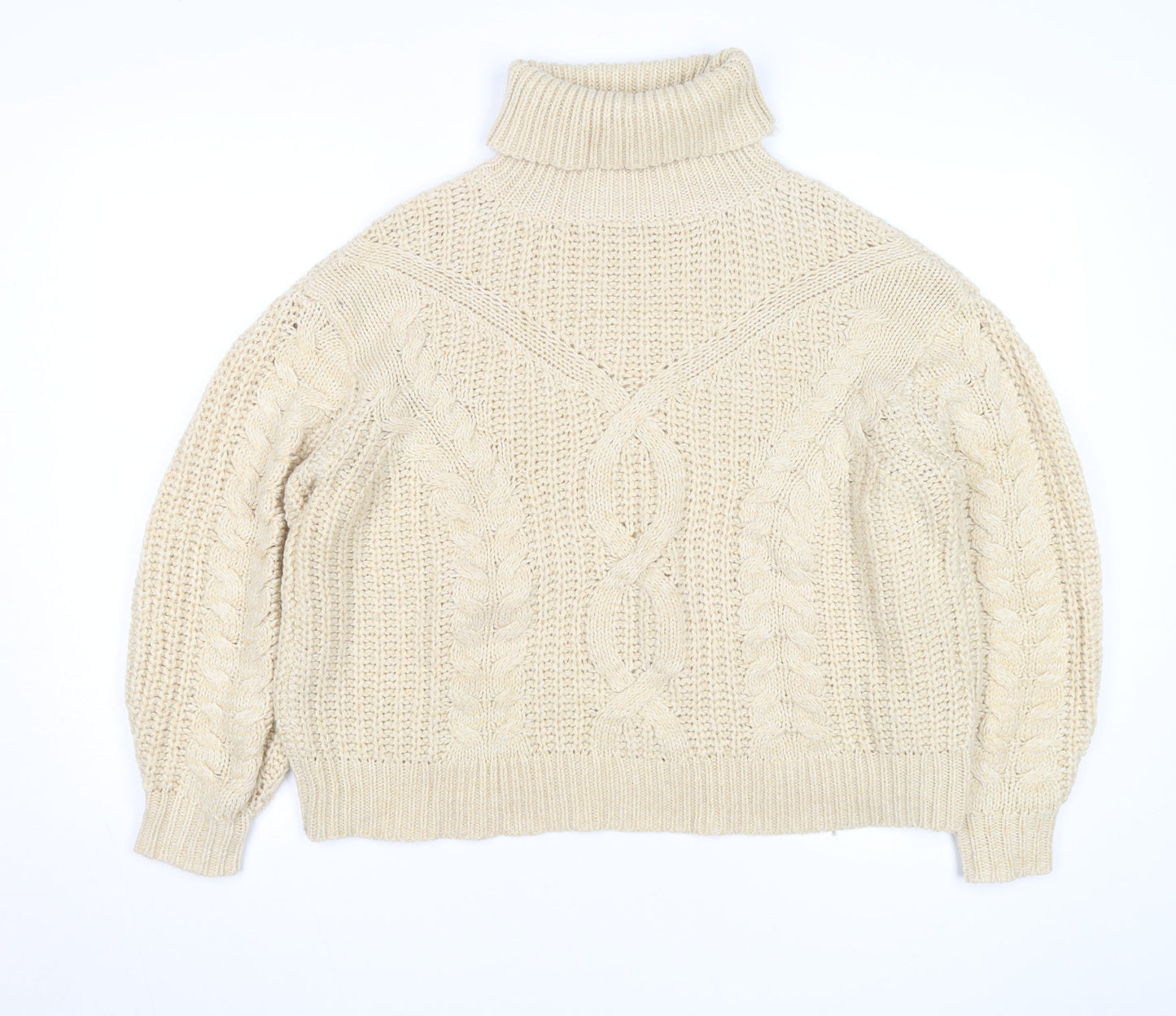 Tularosa Women Beige Roll Neck Chunky-Knit Jumper Size S