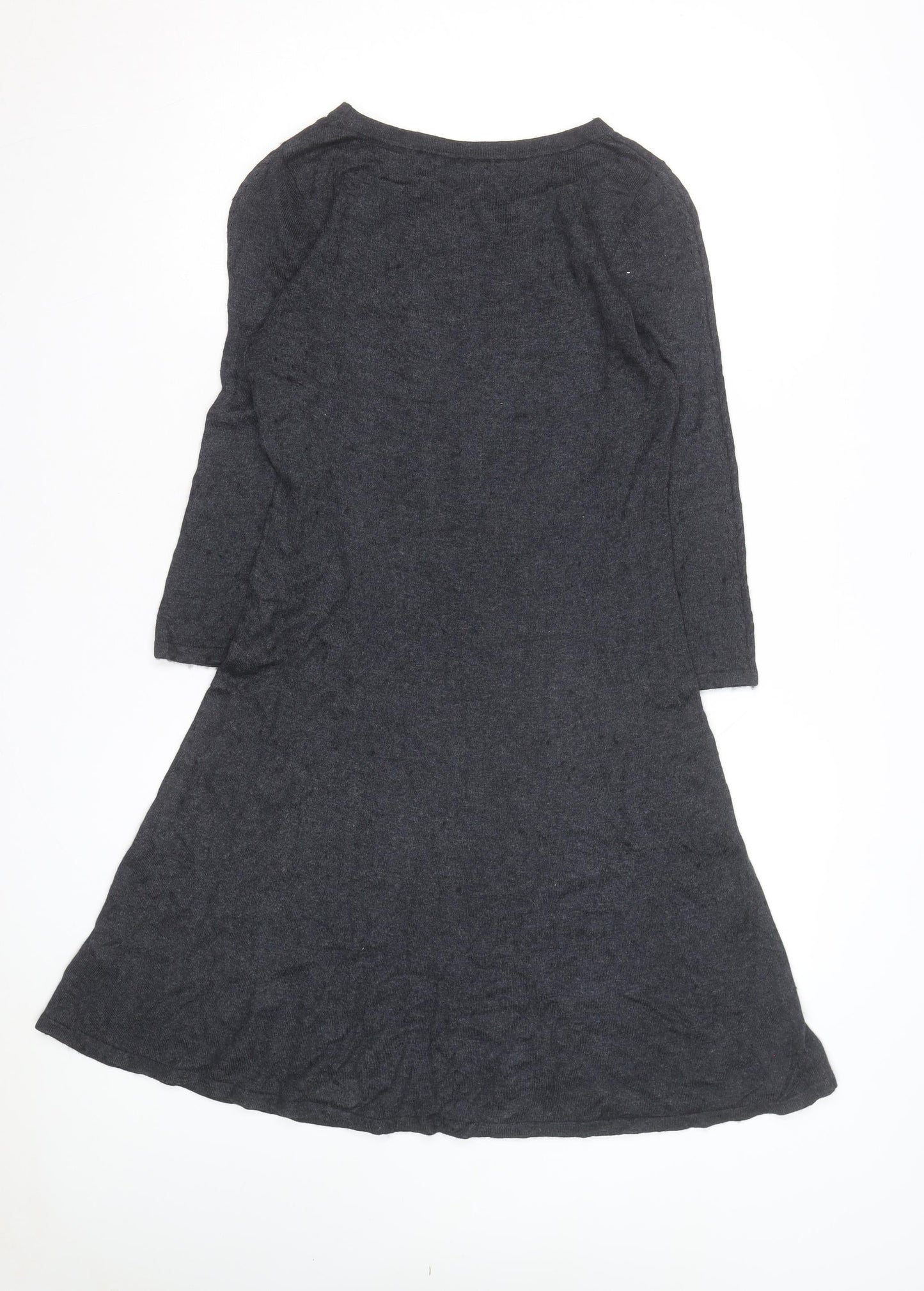Monsoon Women Grey Wool Blend A-Line Knit Dress Size 12