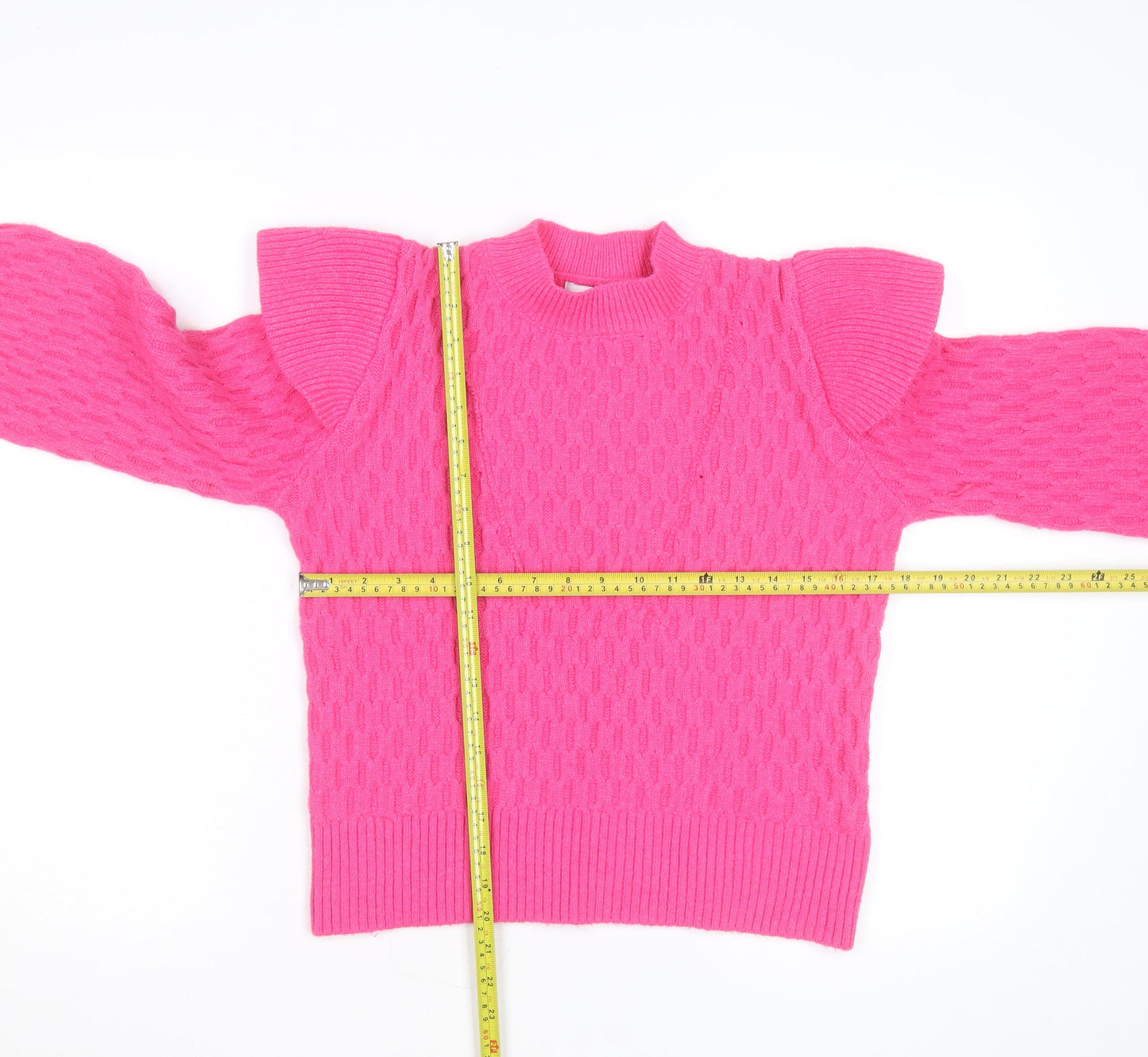 Warehouse Women’s Pink Cable-Knit Mock Neck Jumper Size S