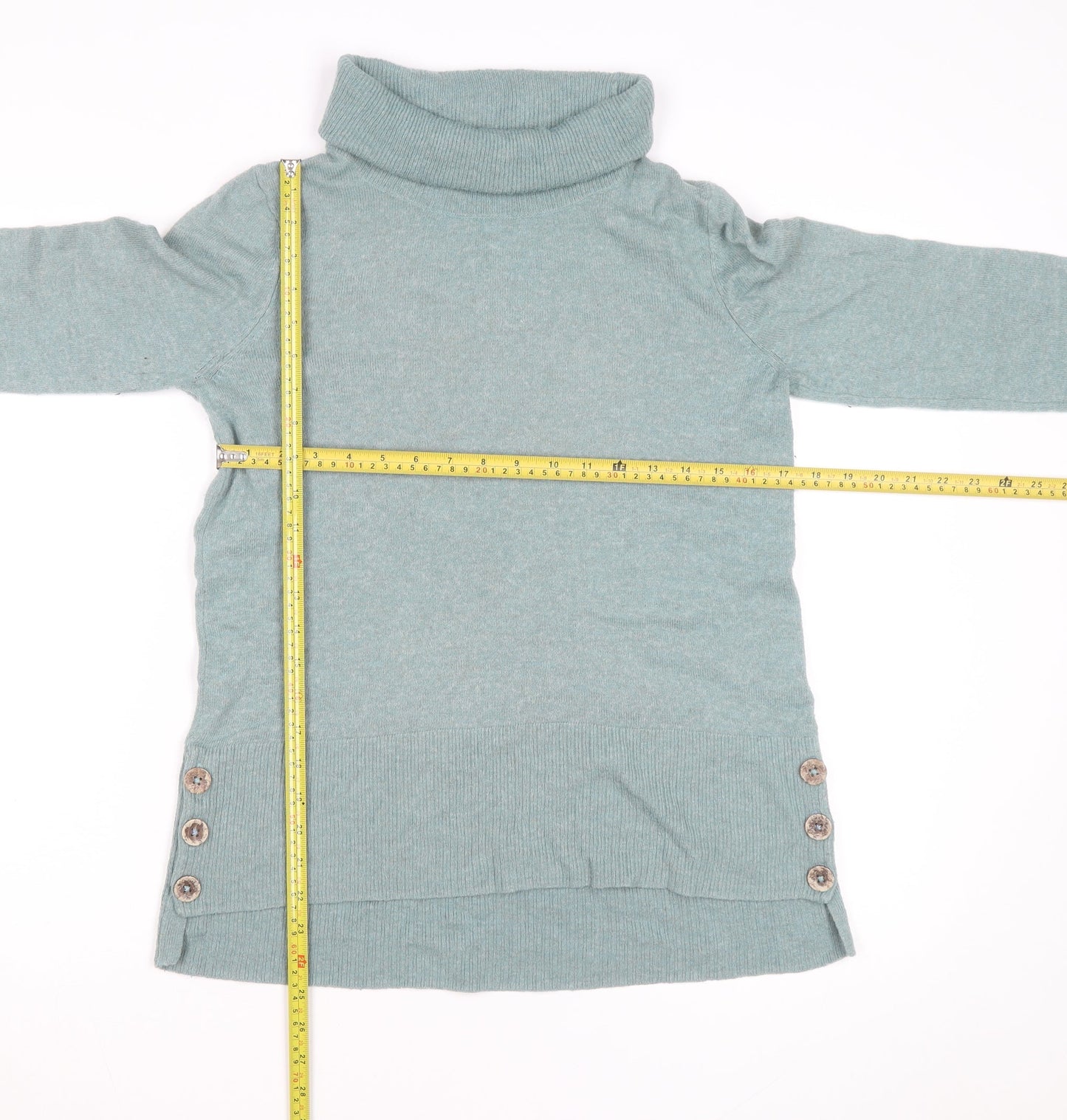 White Stuff Women's Green Roll Neck Wool Pullover Jumper Size 12