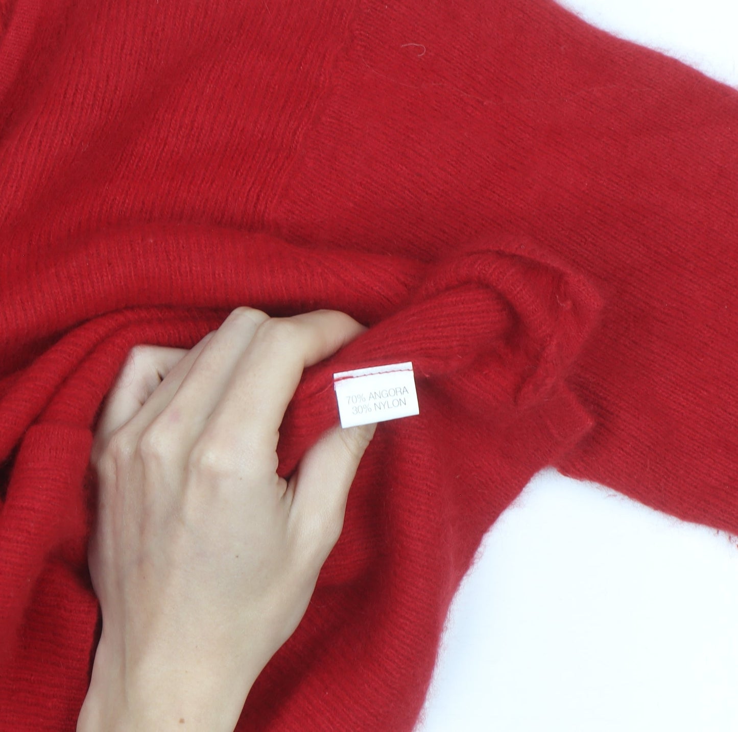 H&M Women Red Angora Knit Button Cardigan Medium