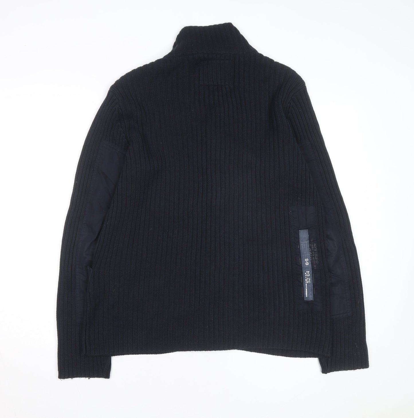 G-Star Men Black L Cotton Ribbed Cardigan Button Up Knit