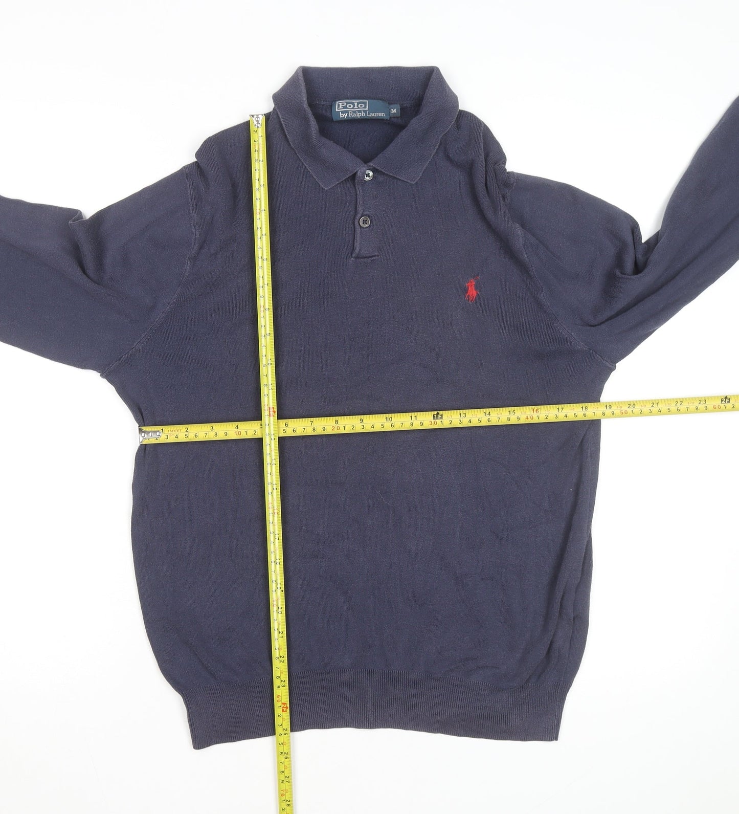 Ralph Lauren Men's Blue Long Sleeve Cotton Polo Shirt M