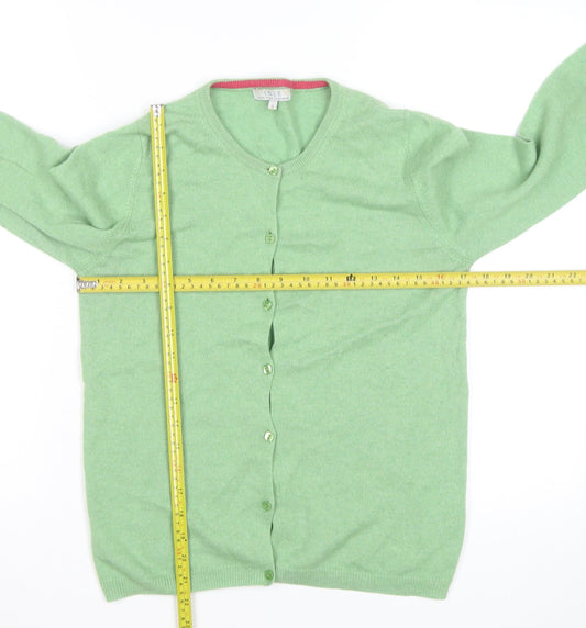 ISLE Men's Green Cashmere Crew Neck Cardigan Size S